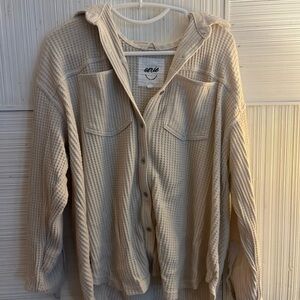 Aerie Beige Waffle Knit Hoodie